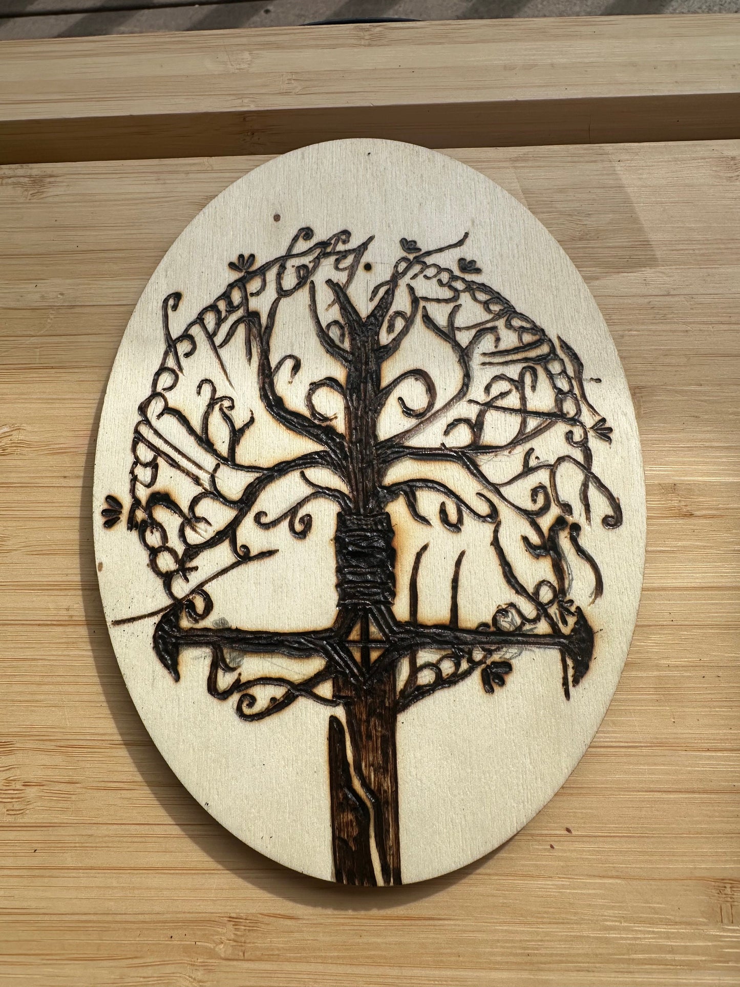 Lord of the Rings Pyrography Wall Art; J.R.R Tolkien Woodburning Artisanal Home Decor Handcrafted Rustic Bohemian Literature Book Art