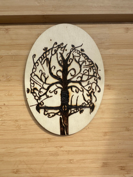 Lord of the Rings Pyrography Wall Art; J.R.R Tolkien Woodburning Artisanal Home Decor Handcrafted Rustic Bohemian Literature Book Art